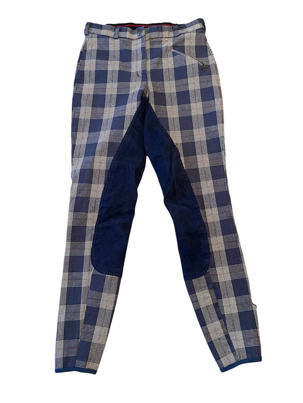 Dover Saddlery Blue Tan Plaid Riding Breeches Size 26
